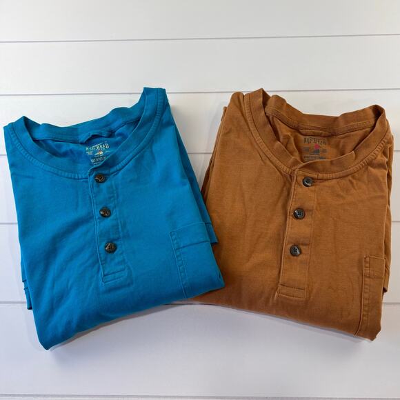 2 Redhead Henley Men’s Size 3XL 3 Button Blue & Brown Shirts - Picture 1 of 8